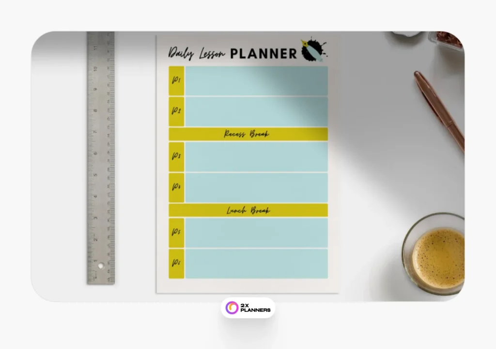 Blue Black Simple Professional Teacher Daily Lesson Planner