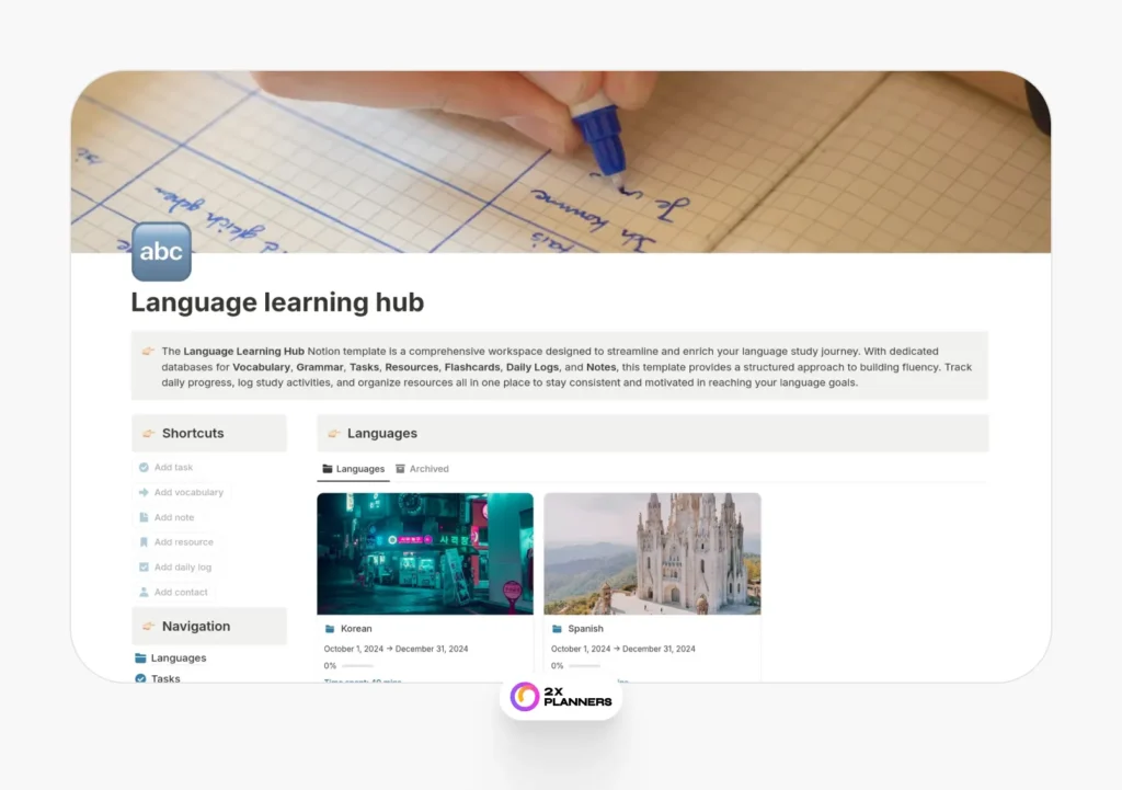 Language learning hub