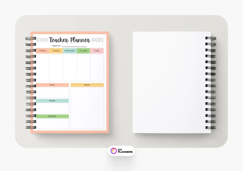 Colorful Simple Teacher Planner Weekly Schedule