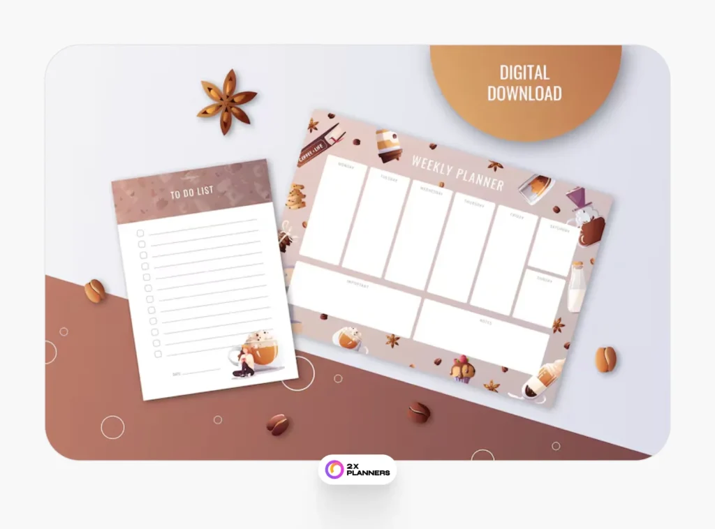 Coffee Lover Planner Set: Weekly Plan & To-Do List