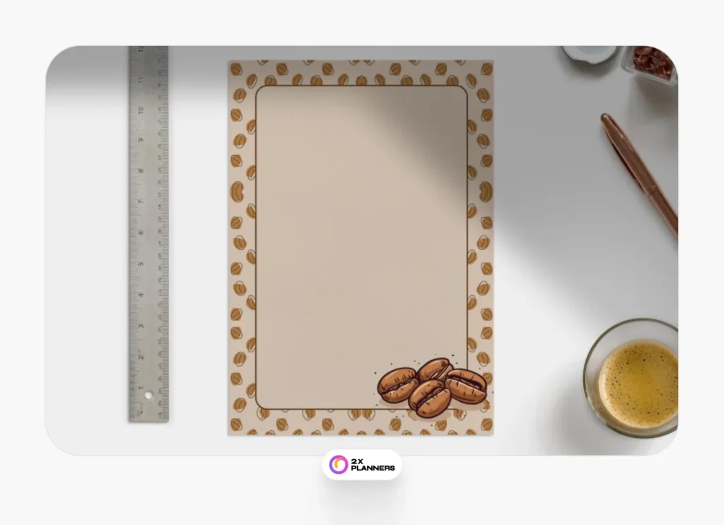 Brown Coffee Illustration Blank Note A4 Document