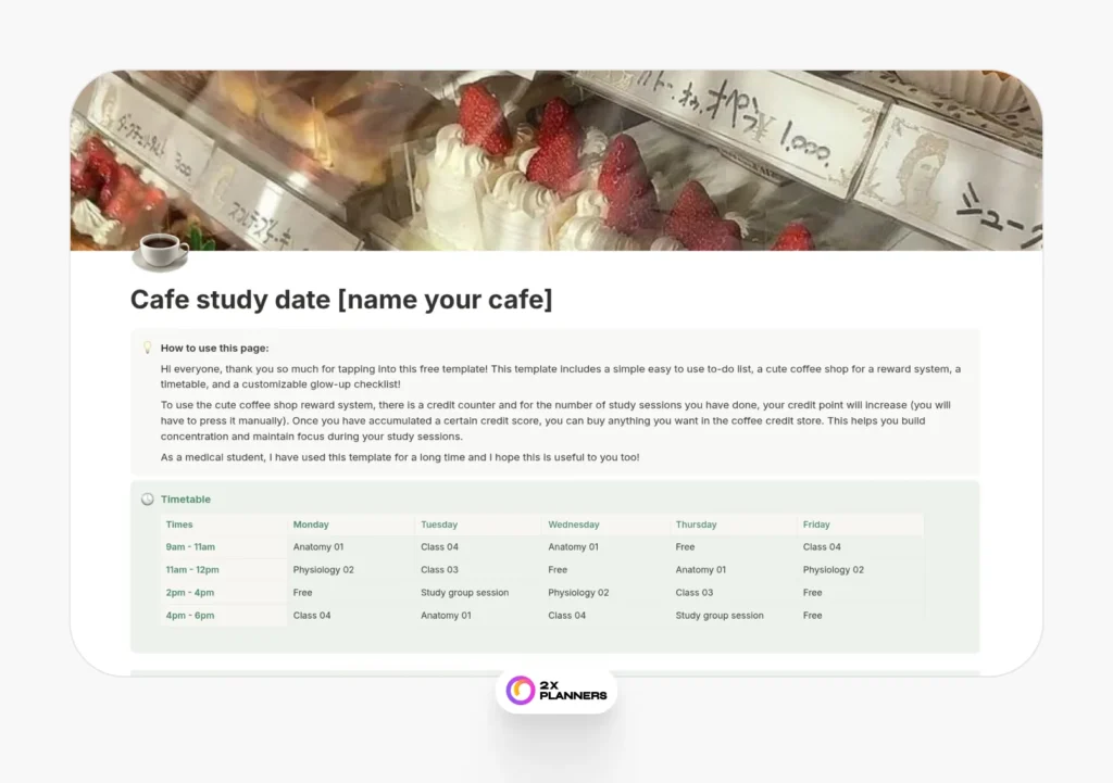 Cafe Study Planner
