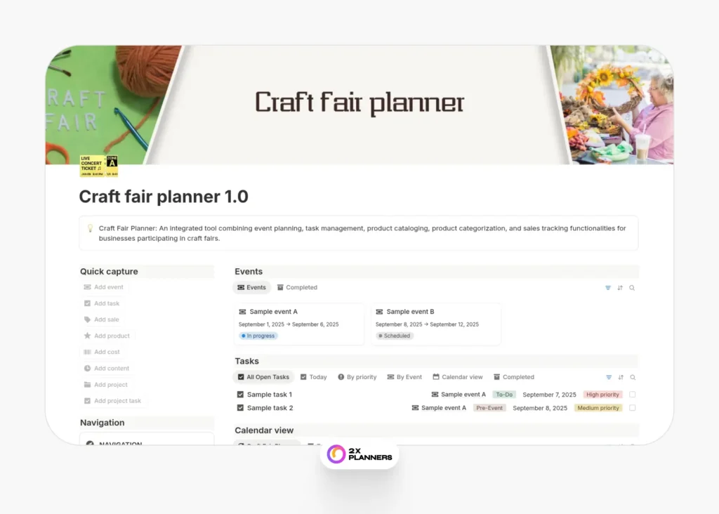 Craft fair planner