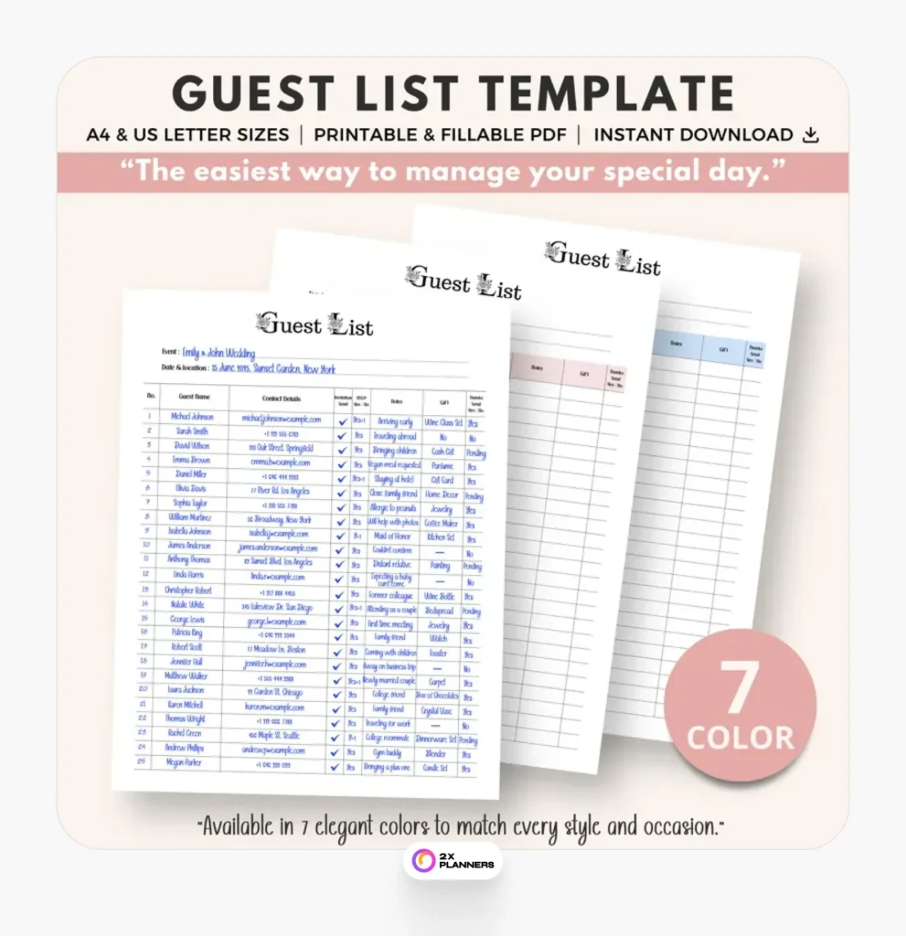 Guest List Template: Party