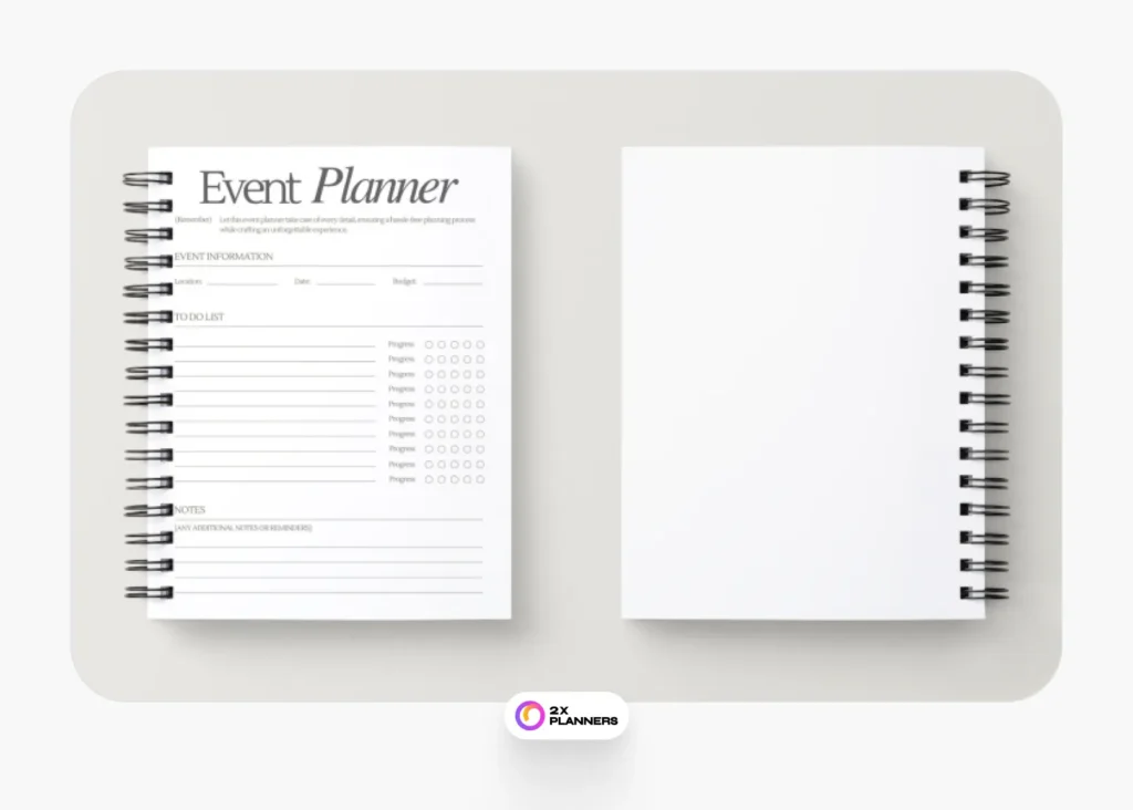 White Dark Grey Minimalist Elegant Event Planner