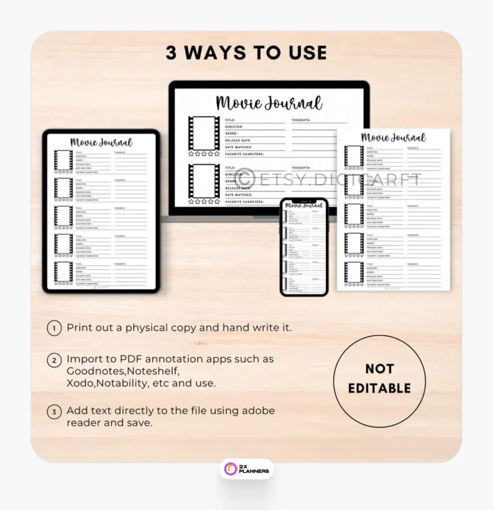 Film journal template to print
