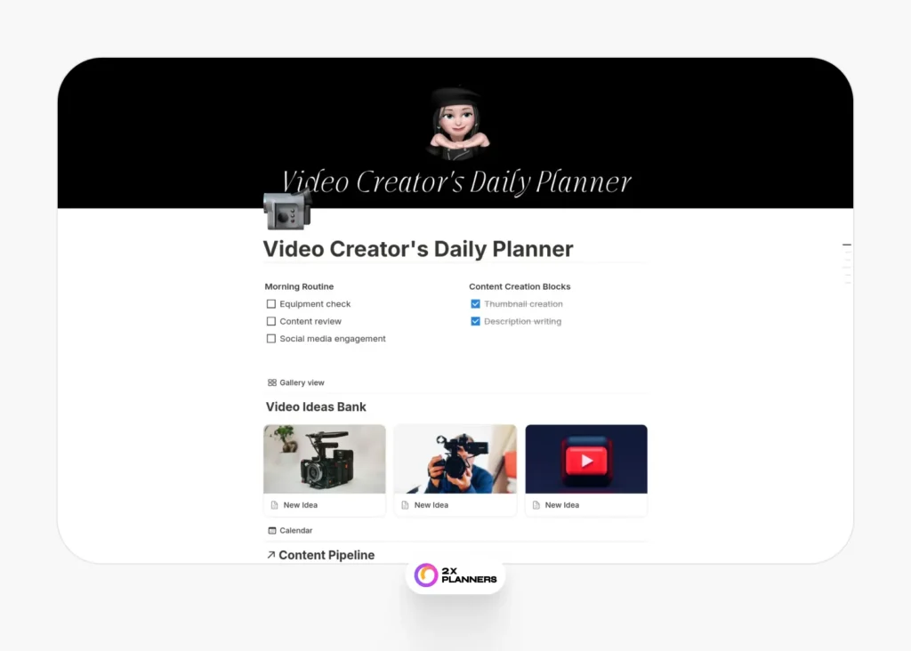 Video Creator's Daily Planner