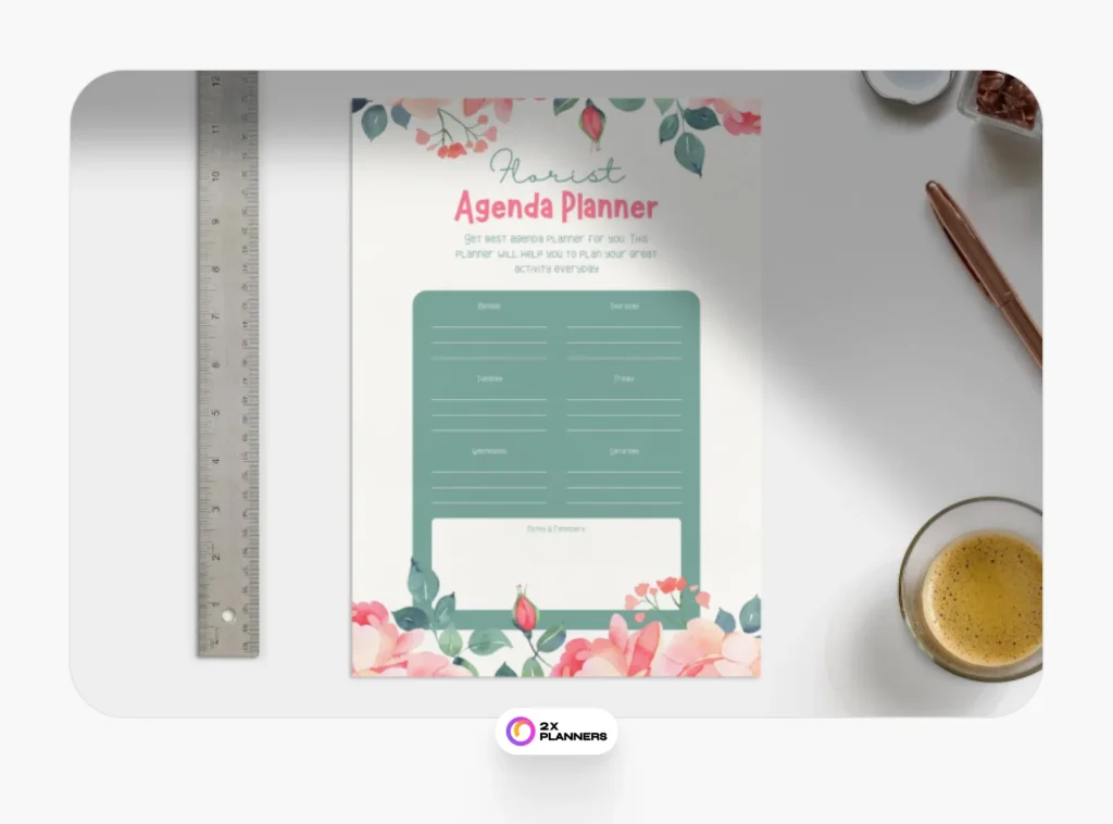 Feminine Watercolor Florist Agenda Planner