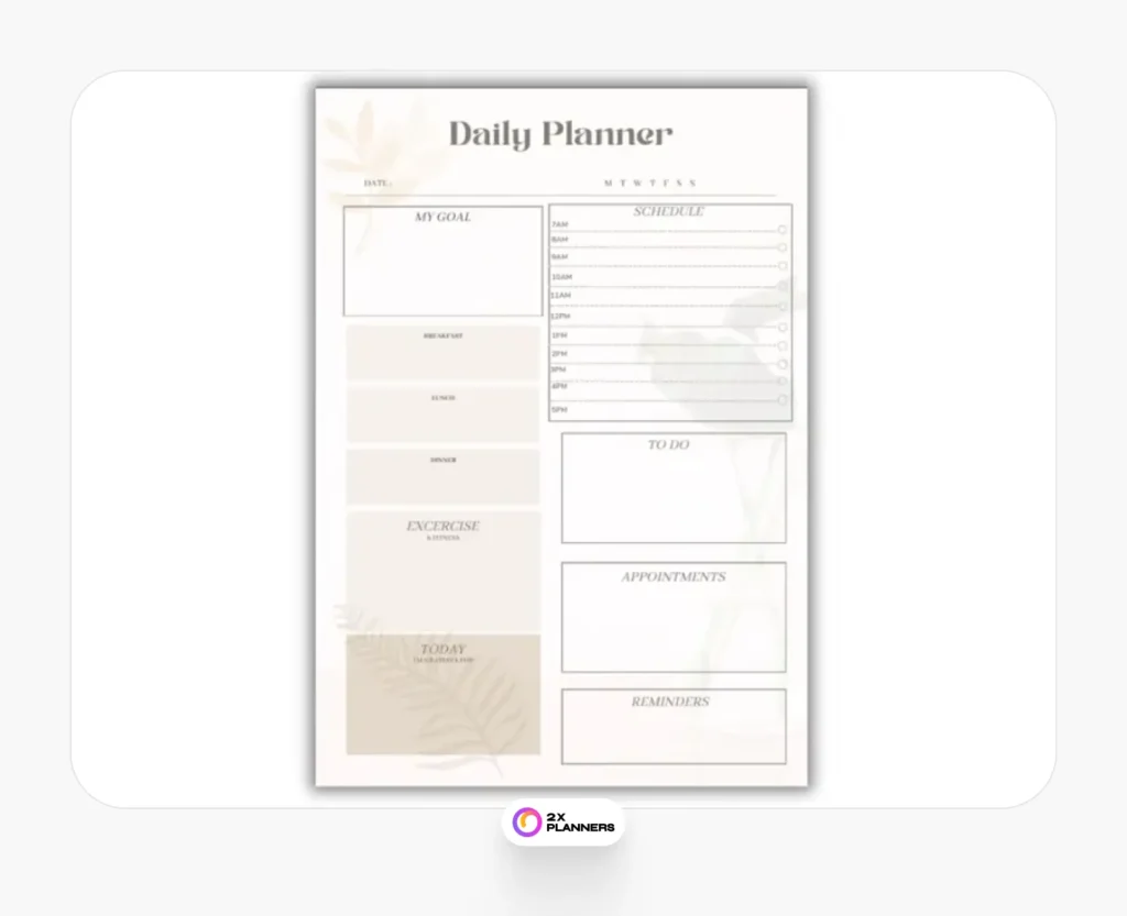 Floral Daily Planner Printable: Customizable Canva Template