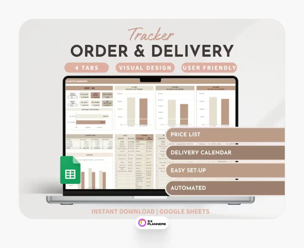 Order and Delivery Tracker Small Business Planner 