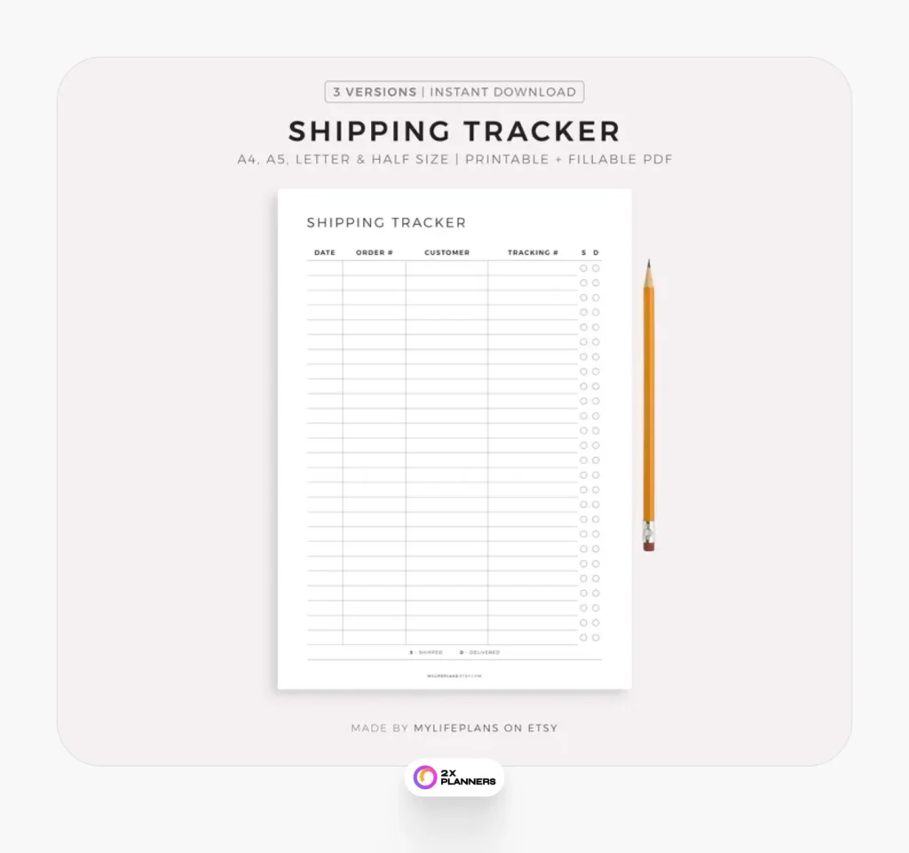 Shipping Tracker Printable Template