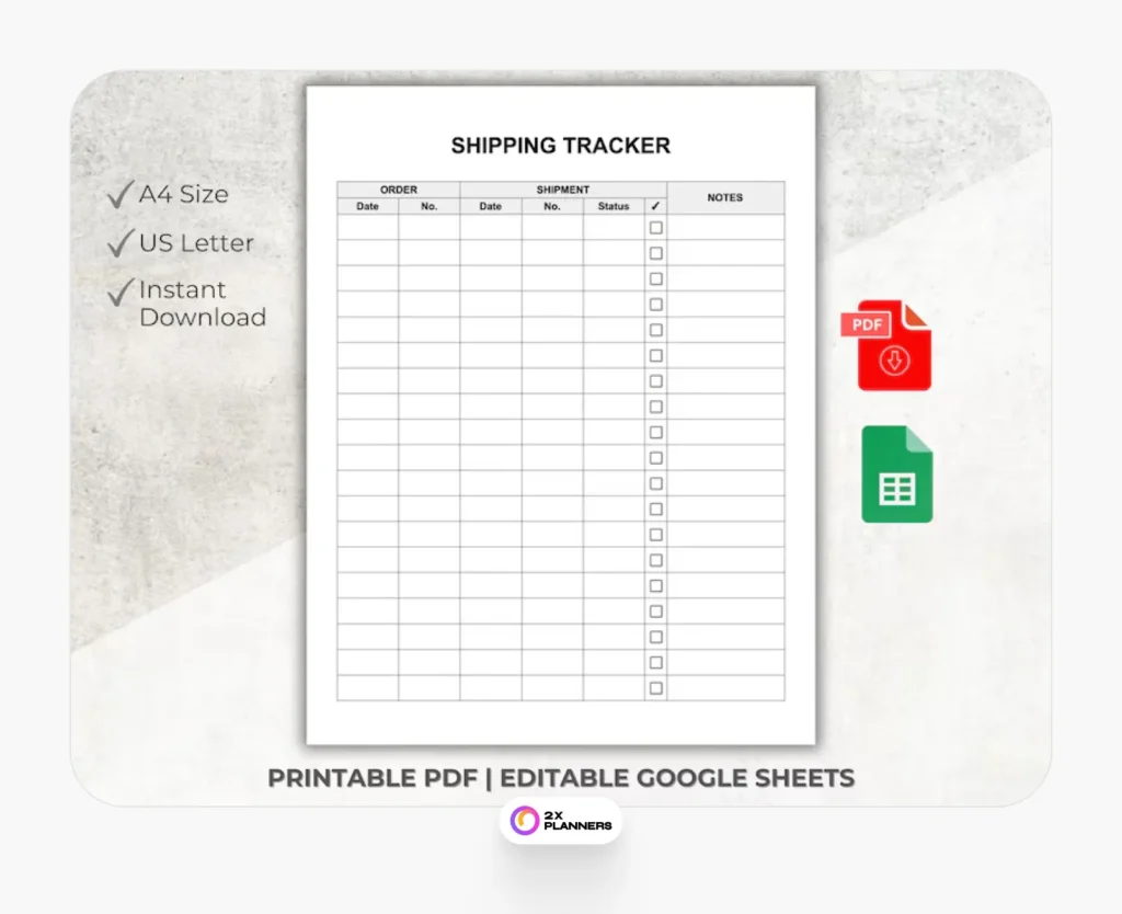 printable delivery tracker