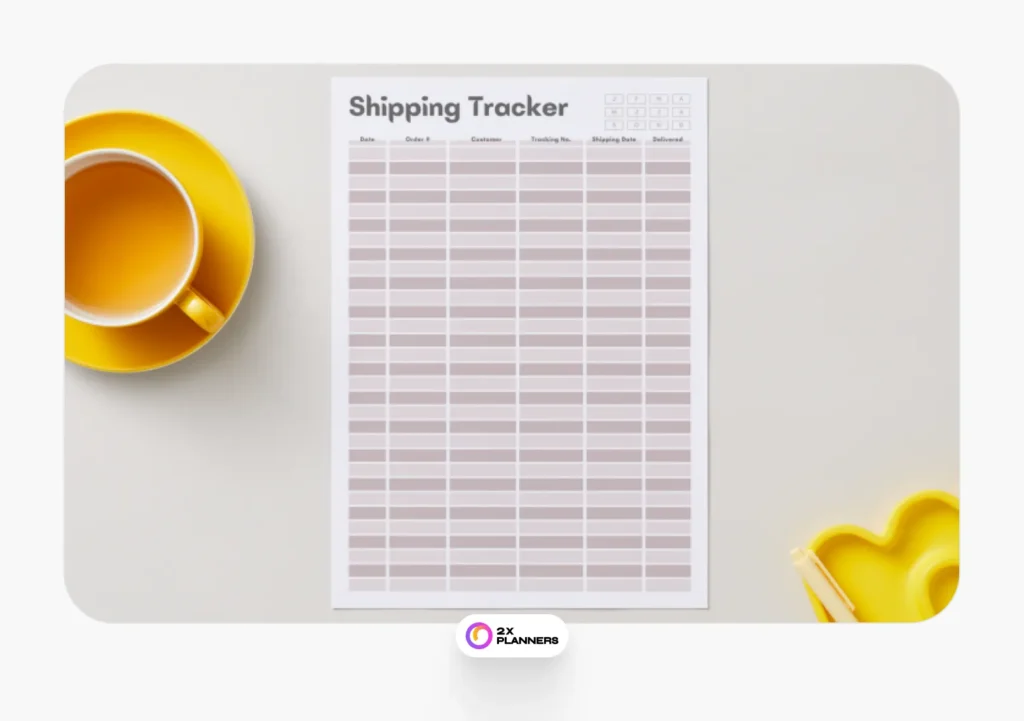 Brown Minimalism Shipping Tracker Planner