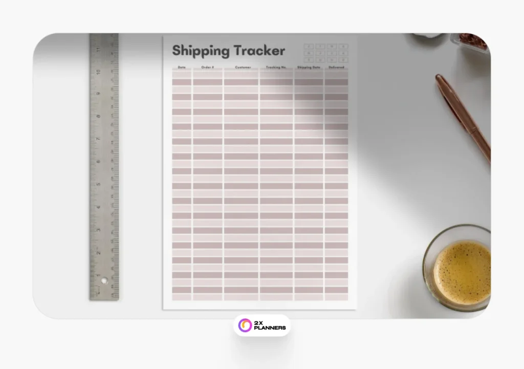 Brown Minimalism Shipping Tracker Planner