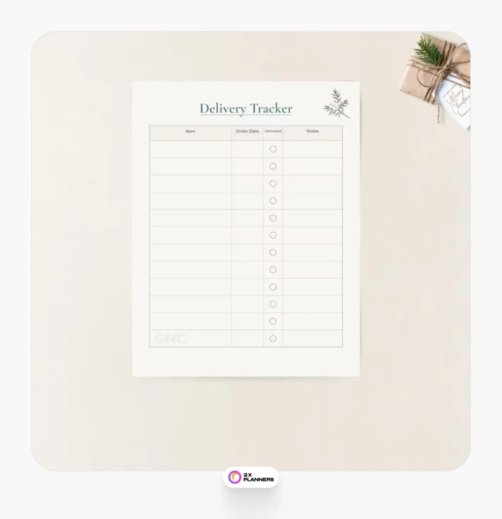 Delivery Tracker Printable