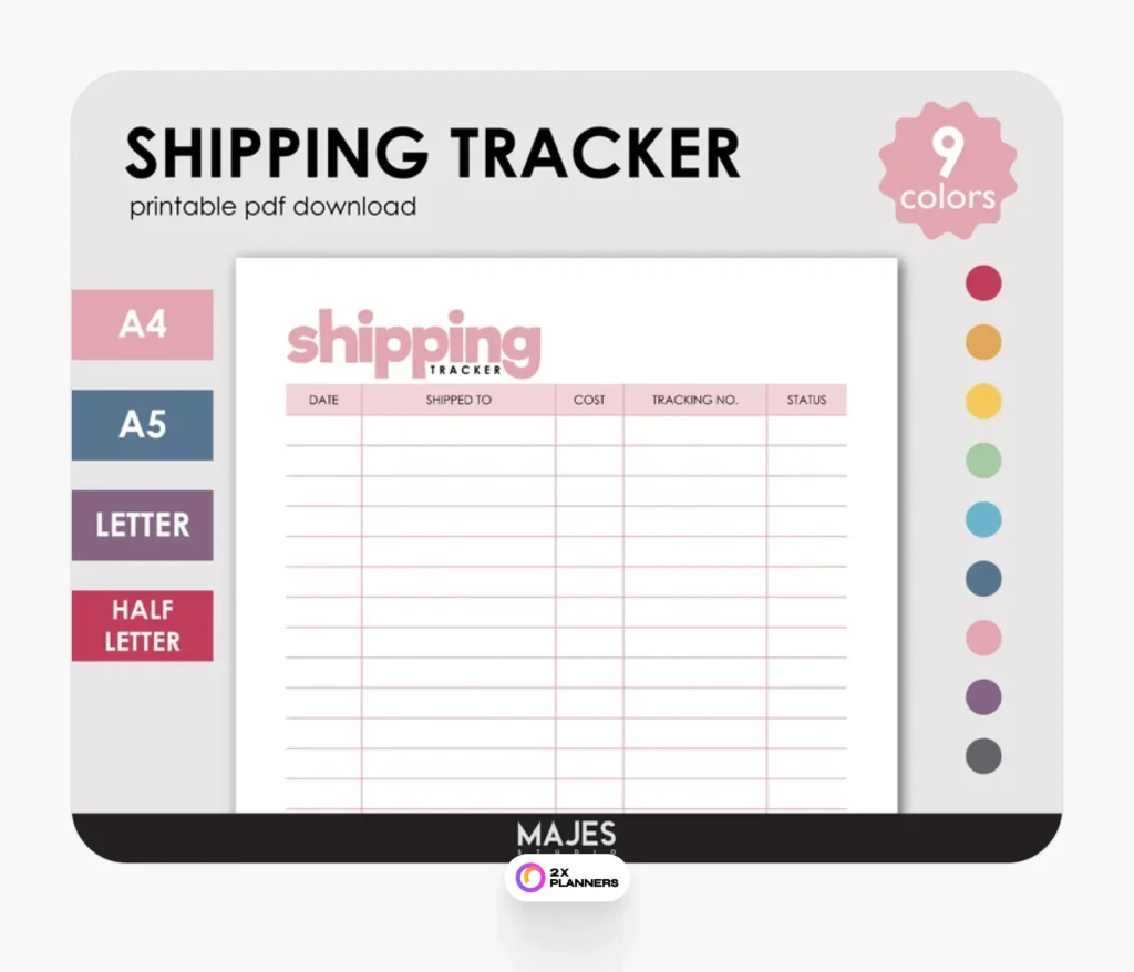 Printable shipping tracker