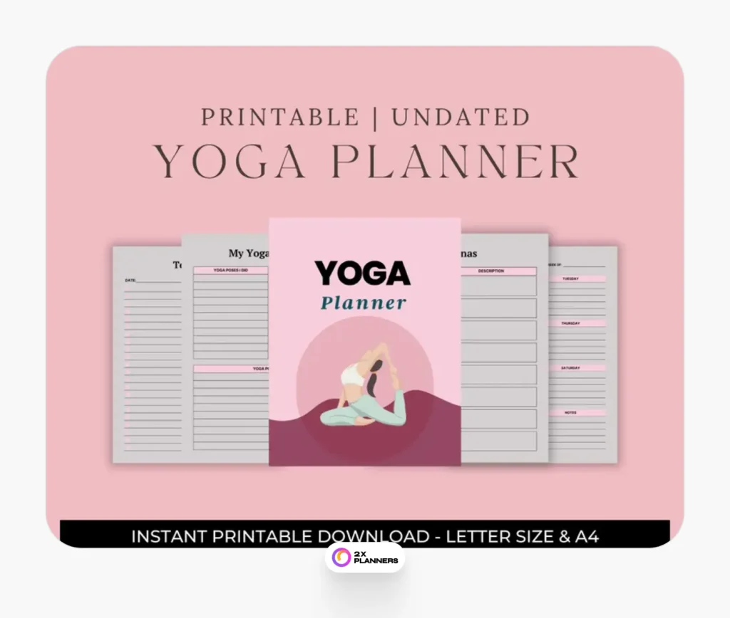Printable yoga planner with PLR resale rights