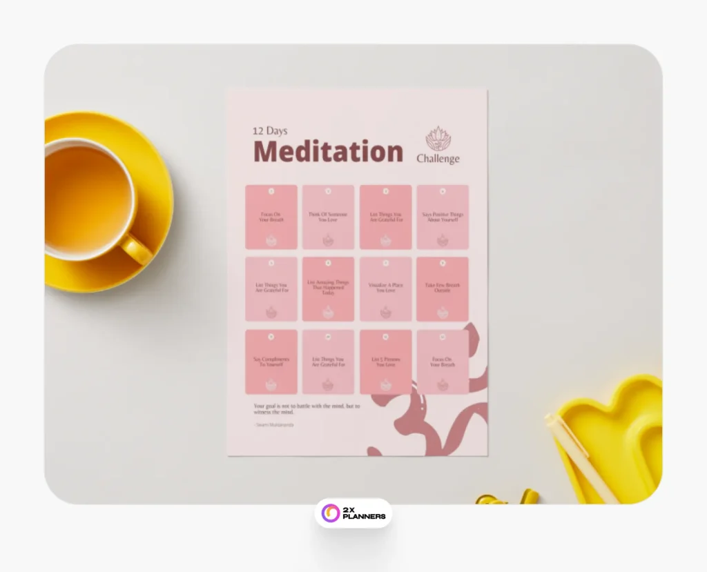 Scallop Seashell and Pink Simple Meditation Planner
