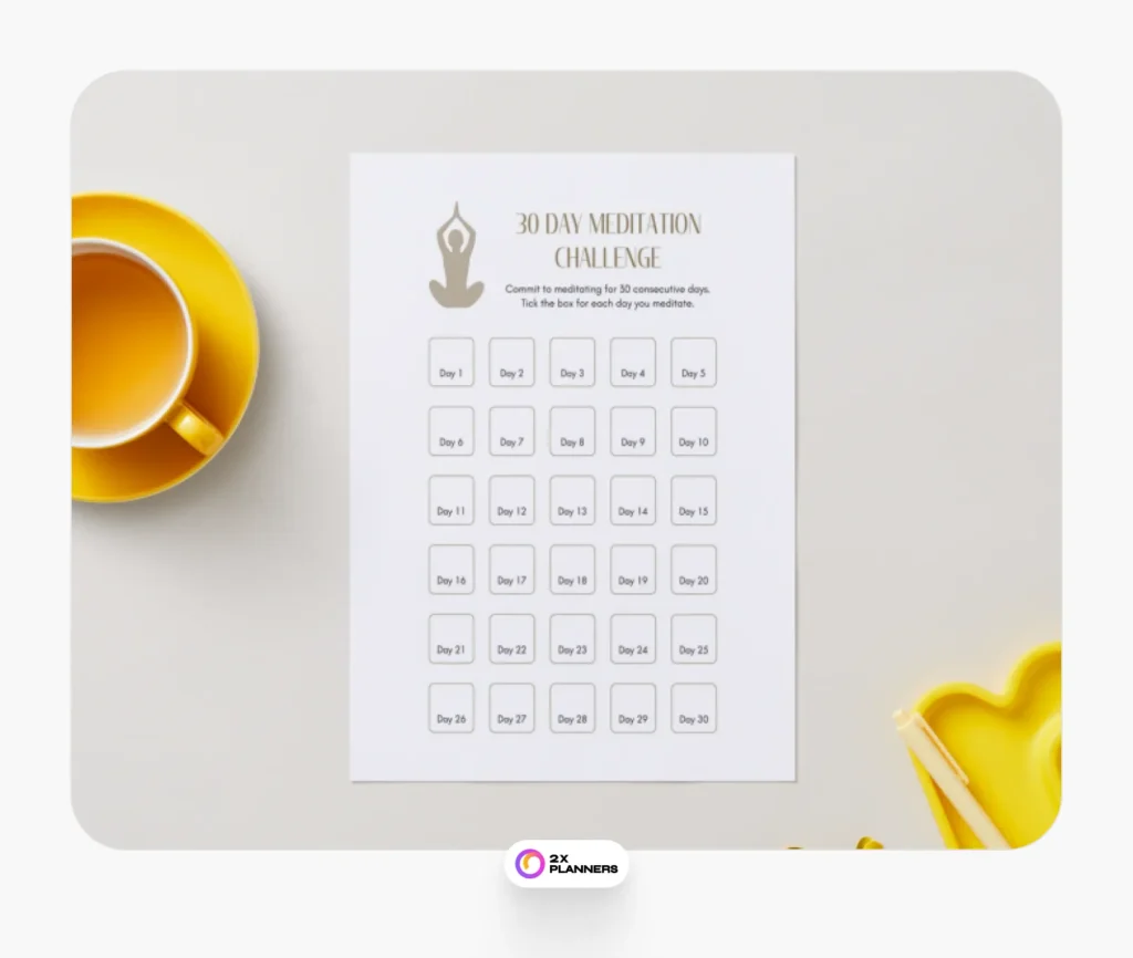 Beige Aesthetic Illustration Meditation Planner Cover