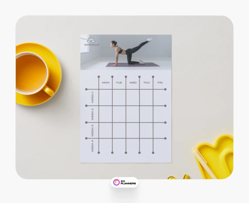 Grey Minimalist Yoga Workout Planner