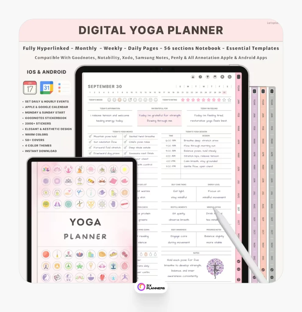 Digital Yoga Planner Notebook for iPad