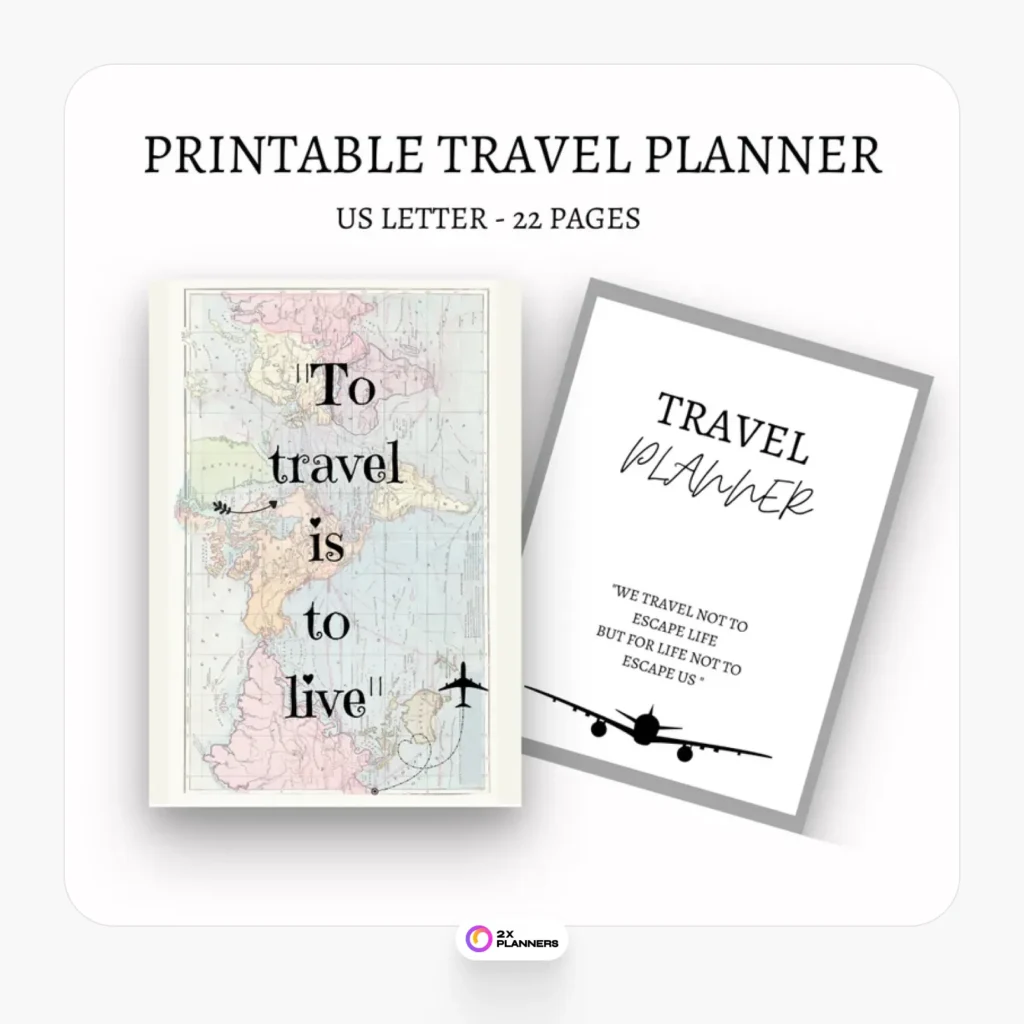 Printable travel planner: Vacation planner 