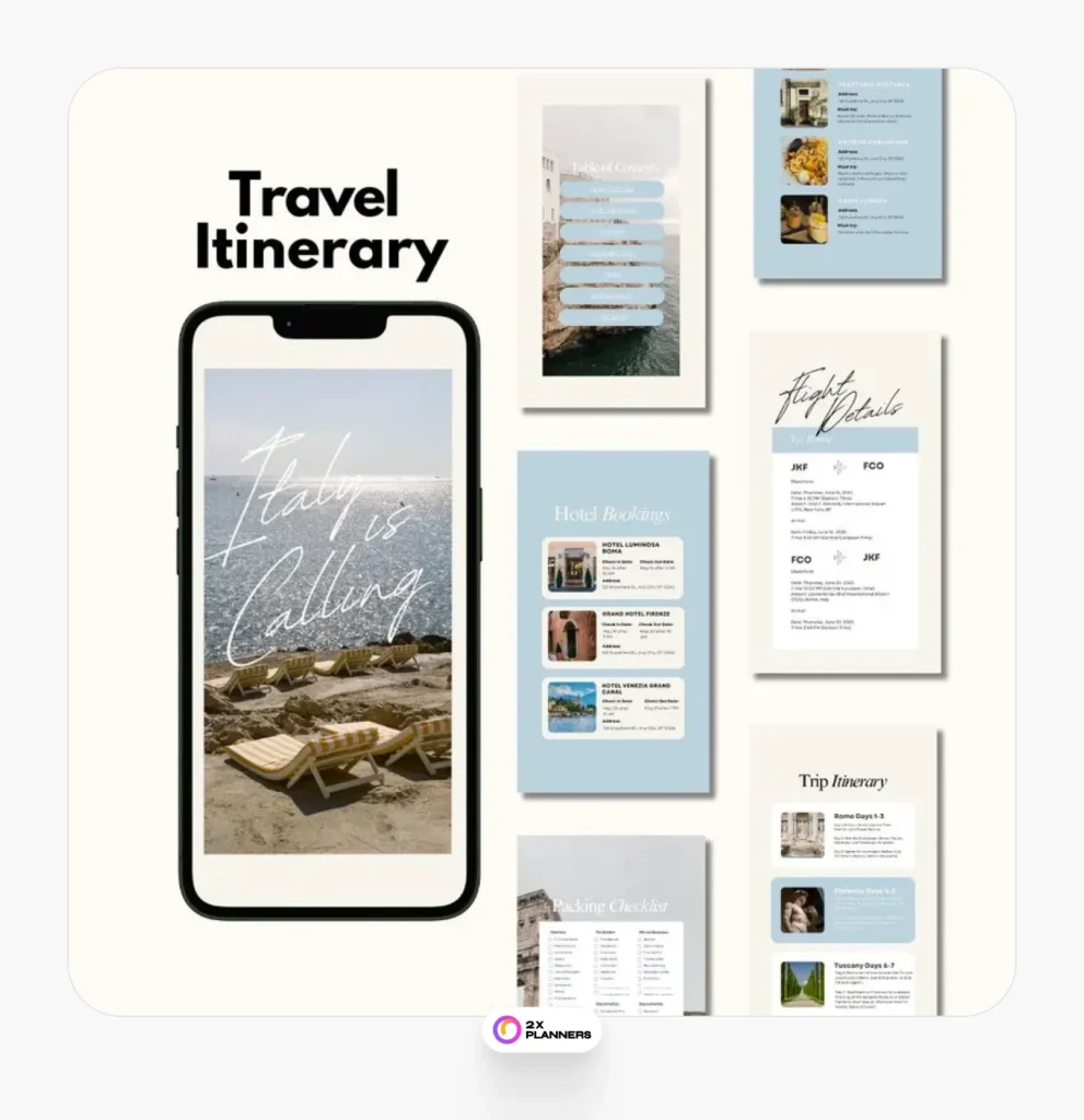 Italy Holiday Itinerary Template
