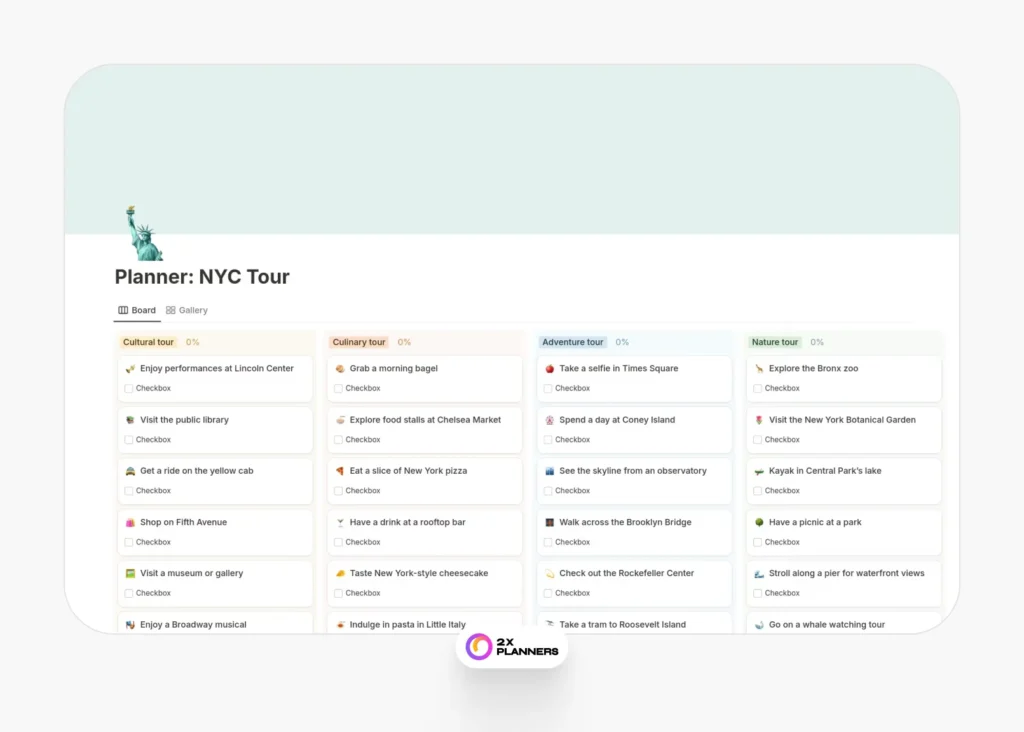 Planner: NYC Tour
