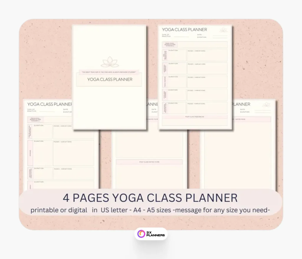 Yoga Class Planner: Yoga Teacher Template