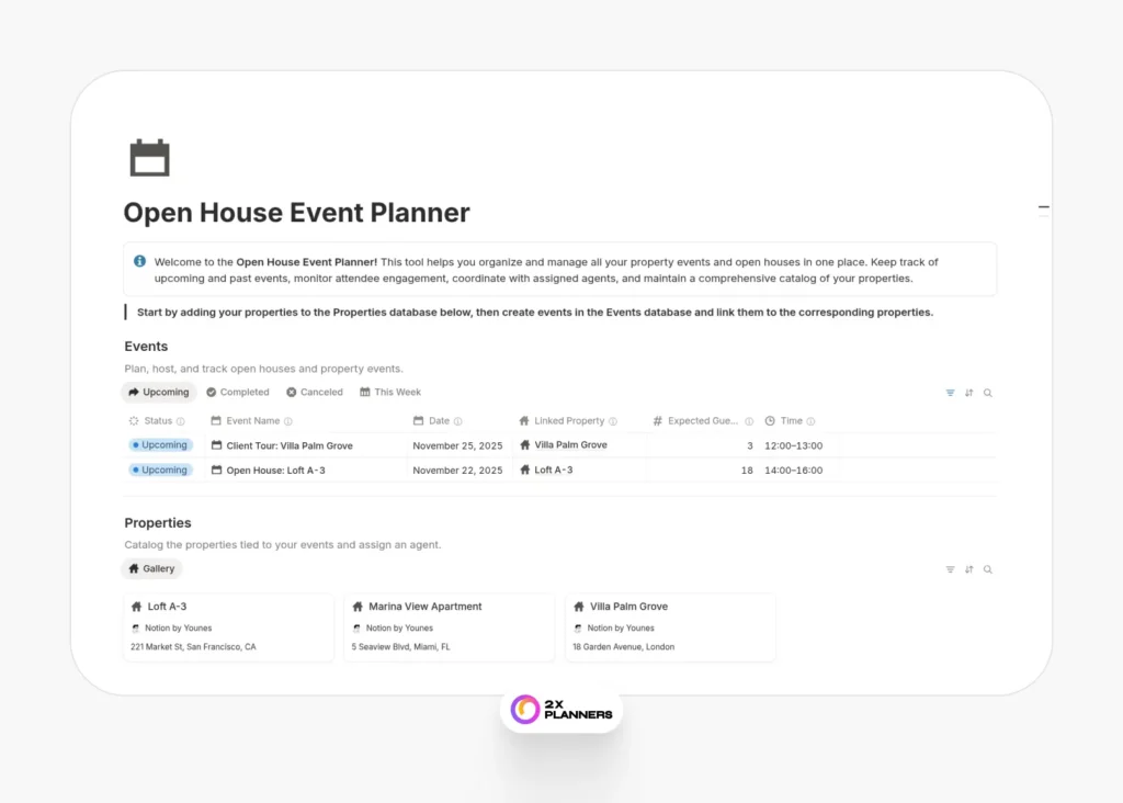 Open House Event Planner
