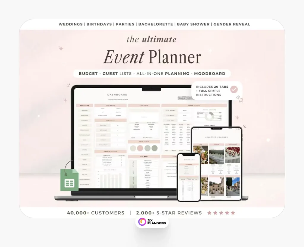 Event planner spreadsheet