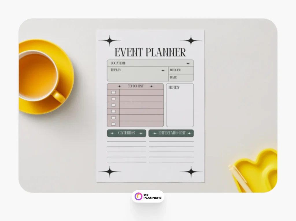 Green and Beige Minimalist Event Planner