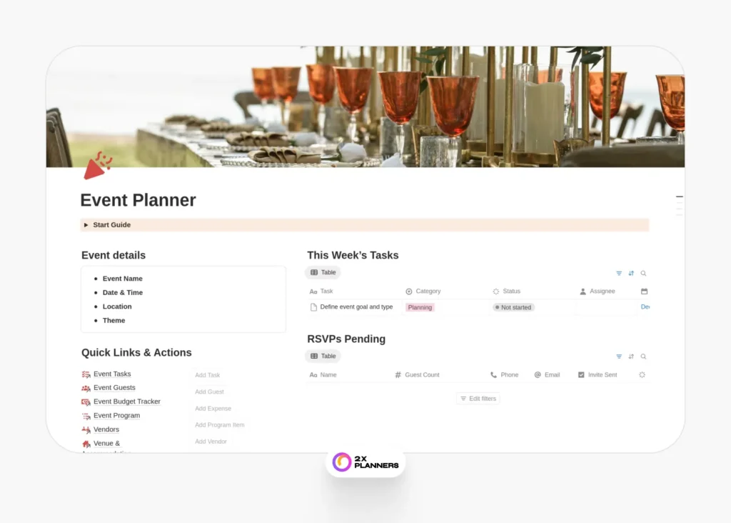 Event Planner: Wedding, Birthday, Graduation