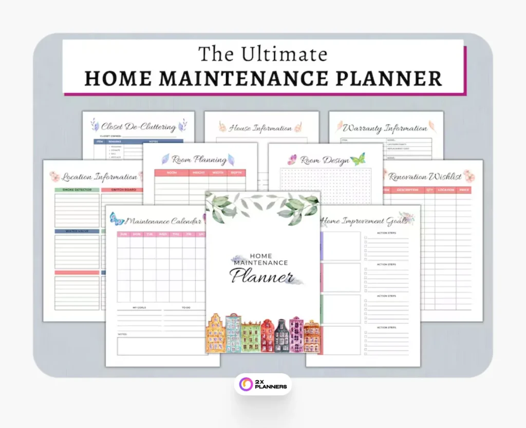 Printable home maintenance planner