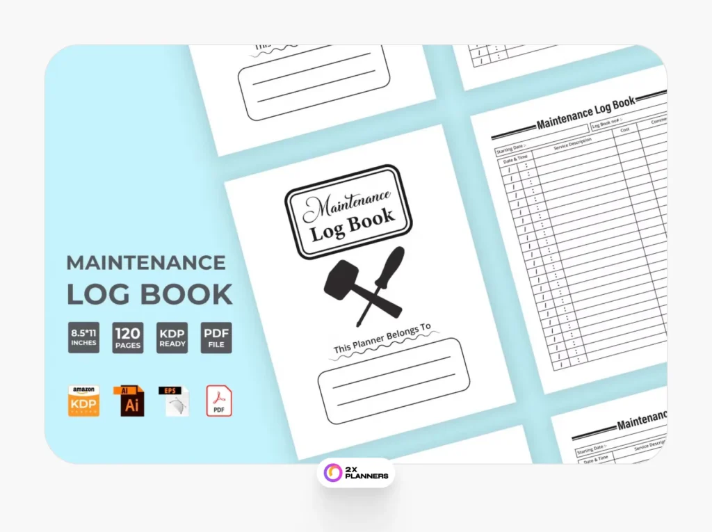 Maintenance log book KDP interior