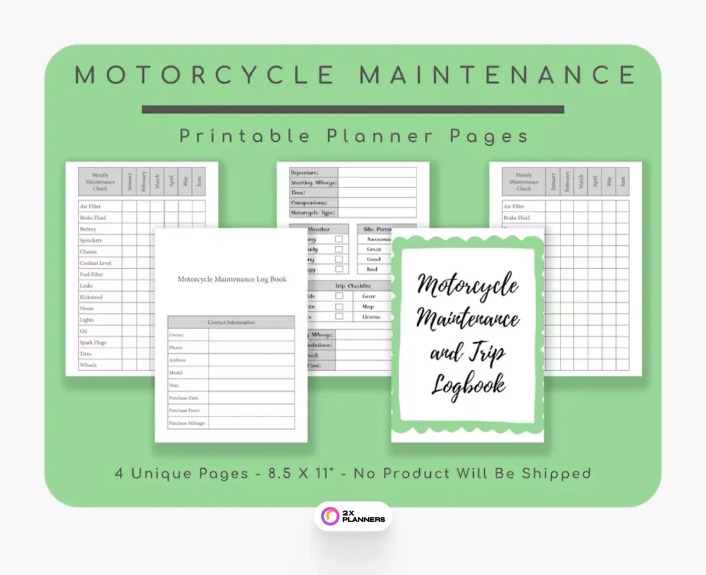 Motorcycle Maintenance Planner: Bike Checklist