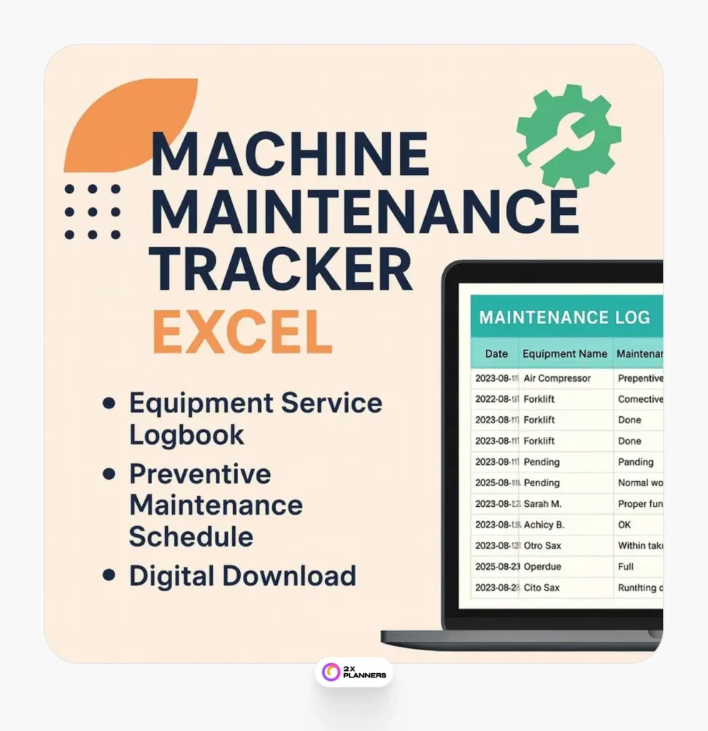 Machine Maintenance Tracker Excel Template 