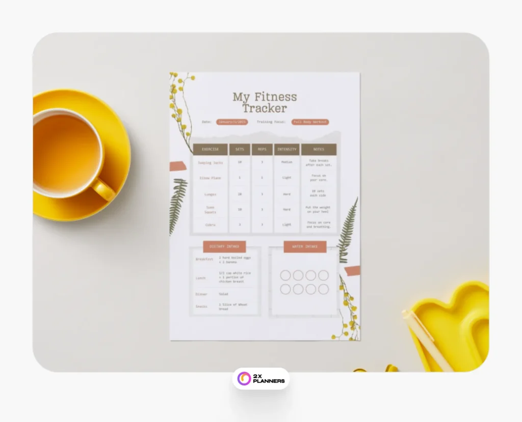 College Habit Tracker Planner in Ivory and Dark Orange Aesthetic Scrapbook Style