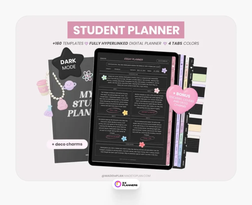 Student Digital Planner Dark Mode