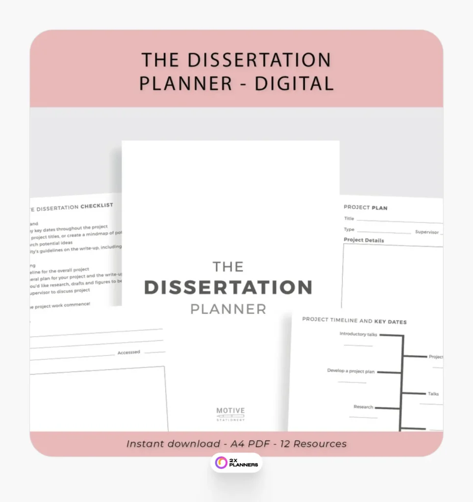 Dissertation Planner Thesis Graduation Year Bachelor Master PhD