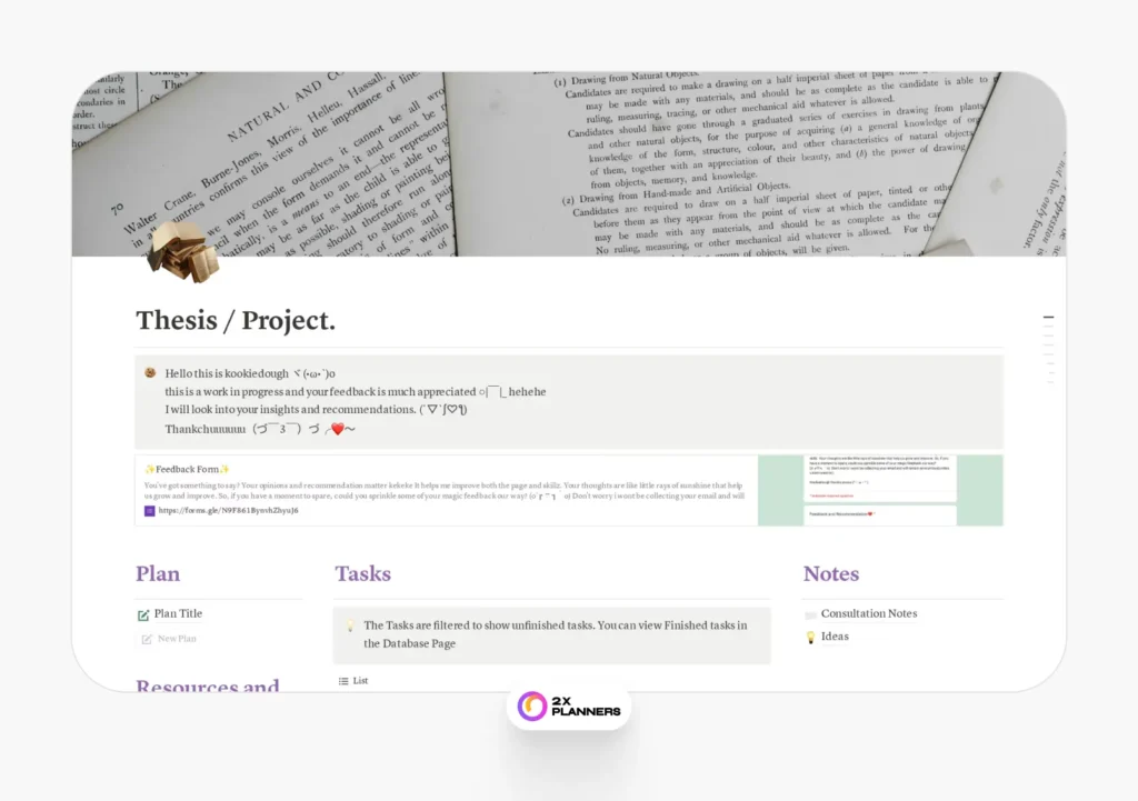 Thesis / Project Planner and Organizer