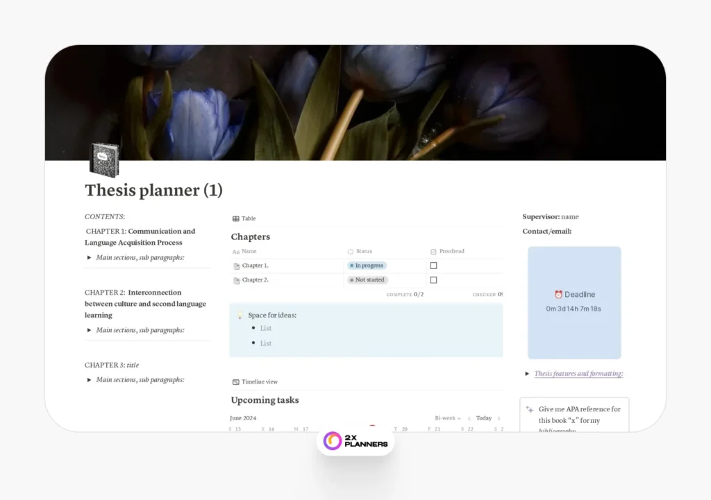 Thesis writing planner