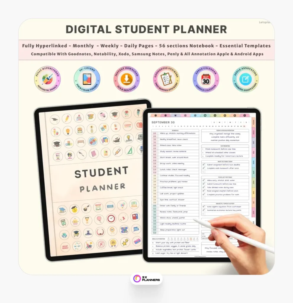 Undated Study Planner for iPad