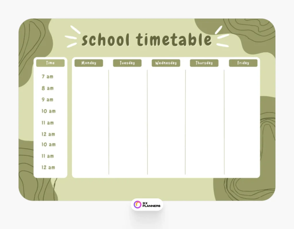 Creative School Timetable Planner
