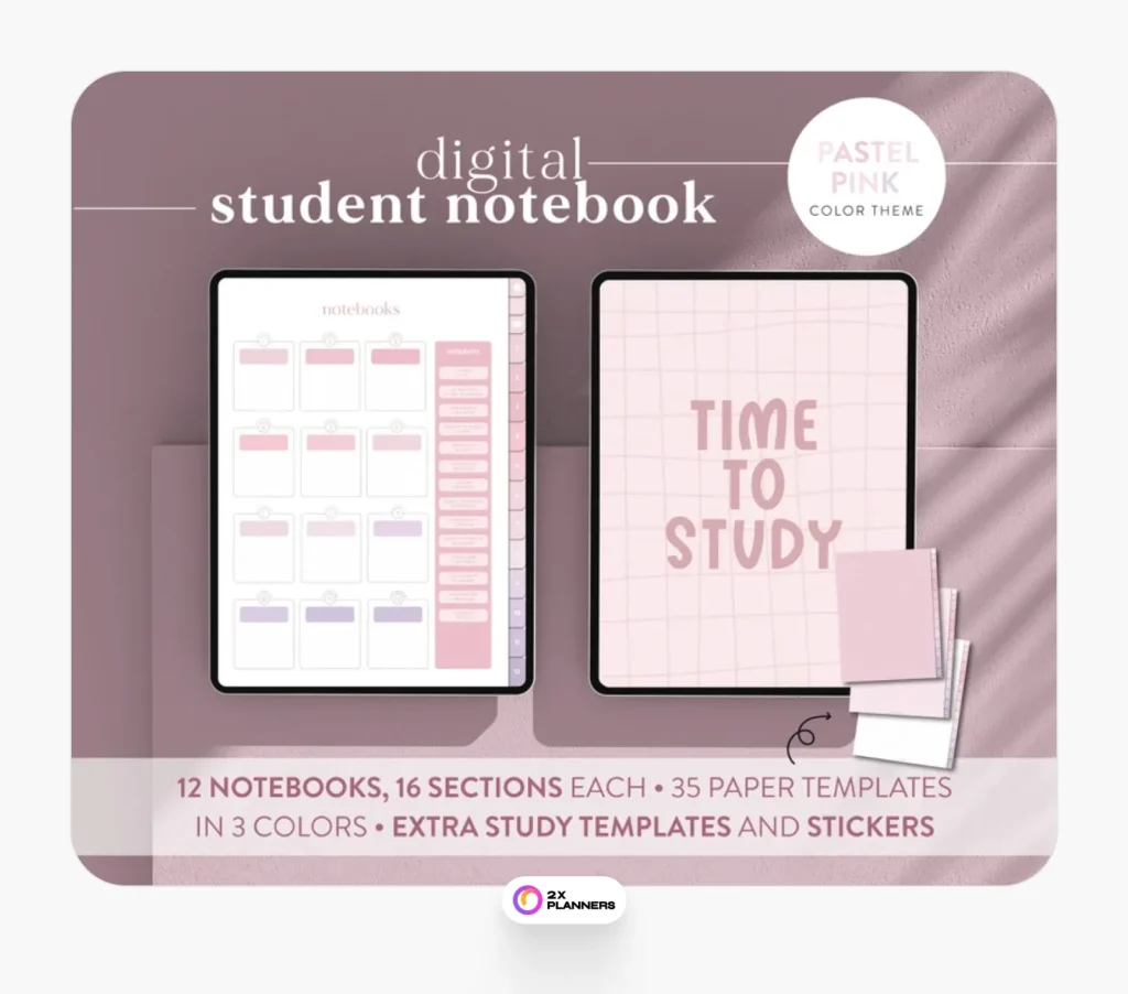 Digital student notebook for productivity: study planner