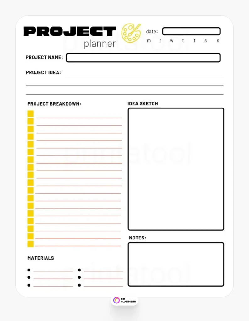 Full Project Planner for Artists