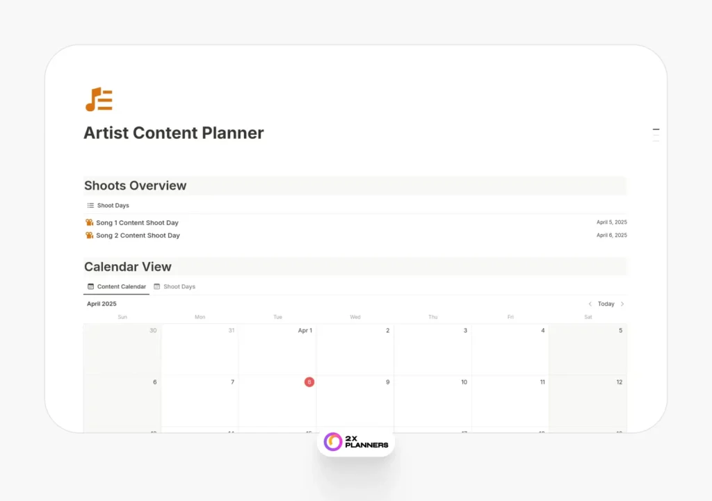 Artist Content Planner