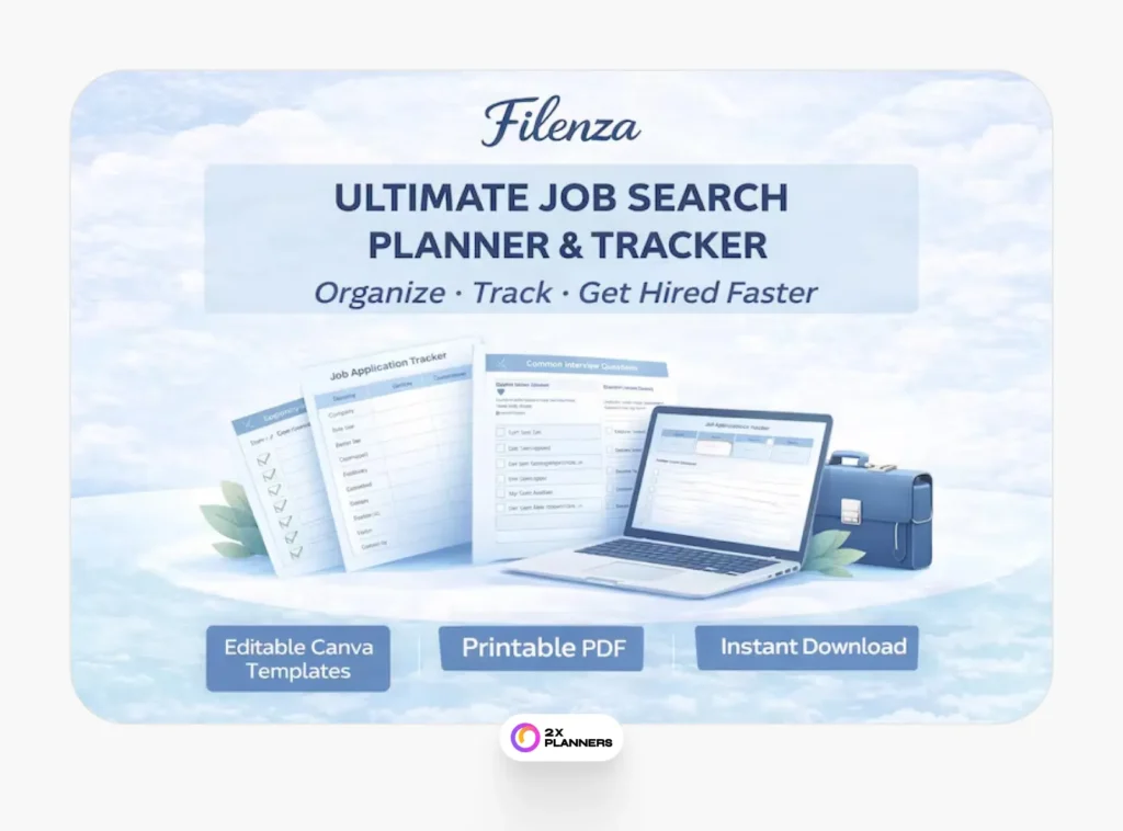 Job Search Planner Lite Printable PDF