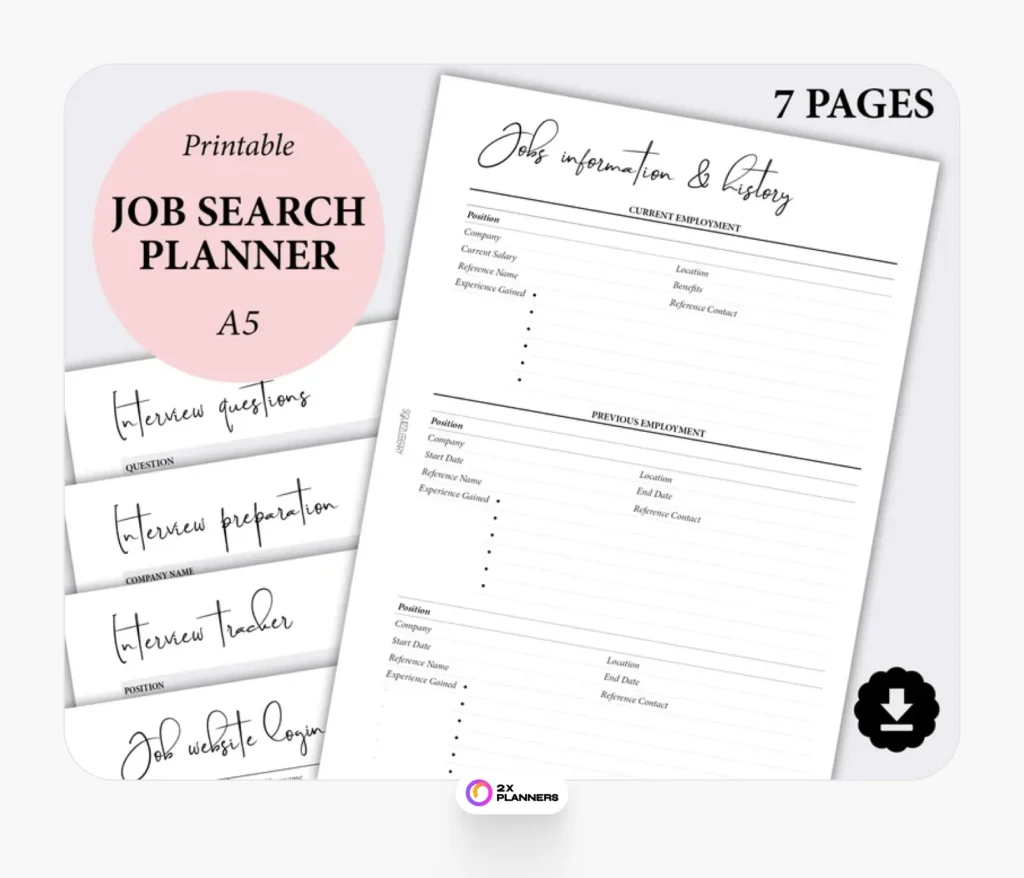 Job Search Planner Printable