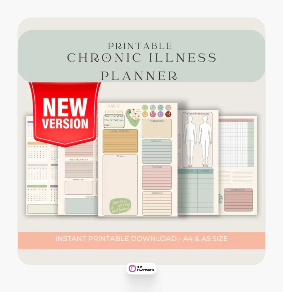Printable Chronic Illness Planner: Pain and Pain Diary Printer
